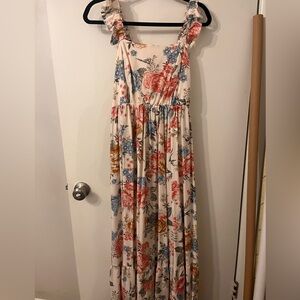 Maxi Challis Ruffle Strapped Tiered Dress